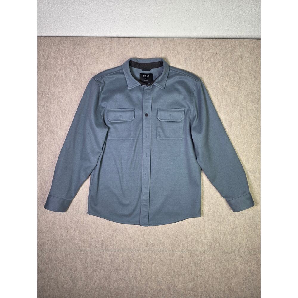 BYLT Utility Premium Basics Men's light Blue Button Down Shirt Jacket Shacket L - Picture 3 of 10